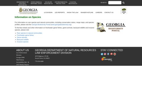 Information on Species - Georgia DNR Law Enforcement ...