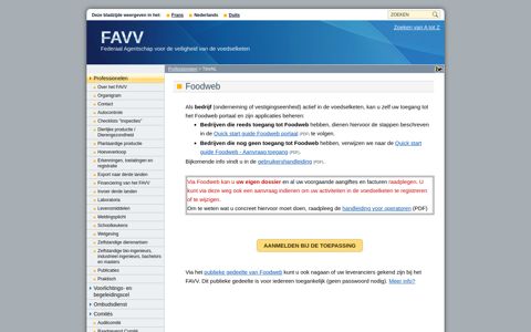 Foodweb voor de operatoren - FAVV