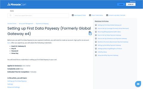 Setting up First Data Payeezy (Formerly Global Gateway e4)