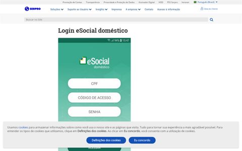 Login eSocial doméstico - Serpro