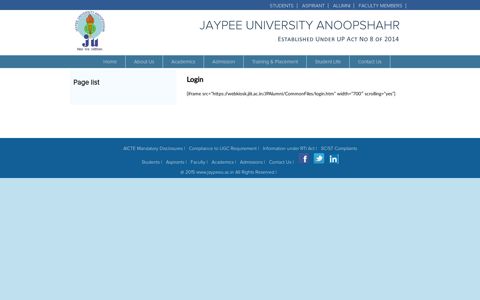 Login - Jaypee University Anoopshahr