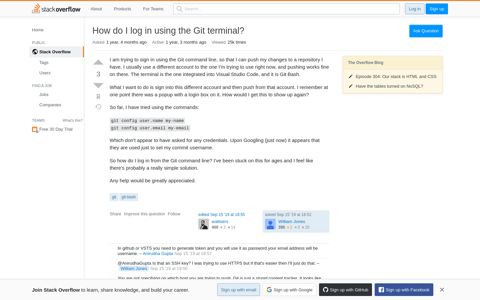 How do I log in using the Git terminal? - Stack Overflow