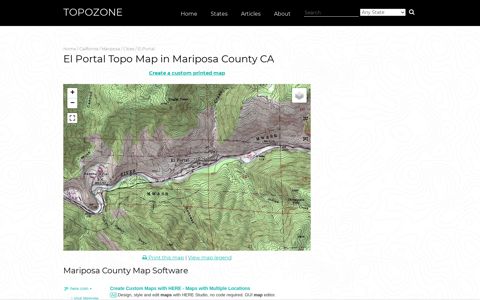 El Portal Topo Map, Mariposa County CA (El Portal Area)