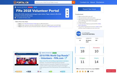 Fifa 2018 Volunteer Portal