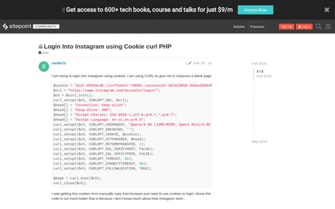 Login Into Instagram using Cookie curl PHP - PHP - SitePoint ...