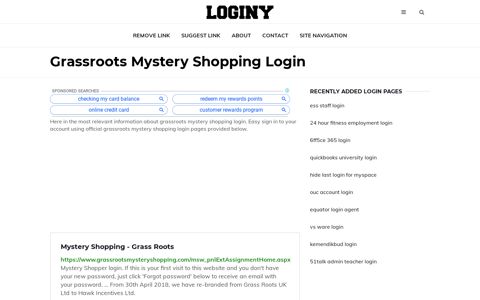 Grassroots Mystery Shopping Login ✔️ One Click Login - Loginy