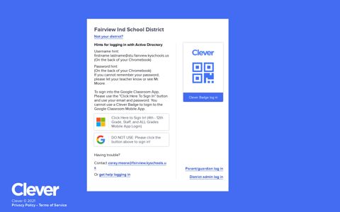 Fairview Ind School District - Clever | Log in