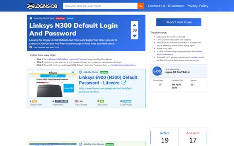 Linksys N300 Default Login And Password - Logins-DB