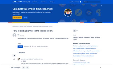How to add a banner to the login screen? - Atlassian Community