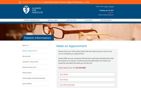 Make an Appointment at the Illinois Eye Institute