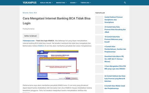 Cara Mengatasi Internet Banking BCA Tidak Bisa Login ...