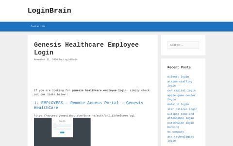 Genesis Healthcare Employee Employees - Remote Access ...