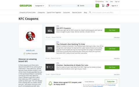 KFC Coupons & Deals December 2020 - Groupon