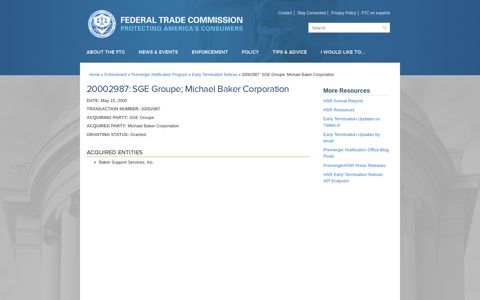 20002987: SGE Groupe; Michael Baker Corporation | Federal ...