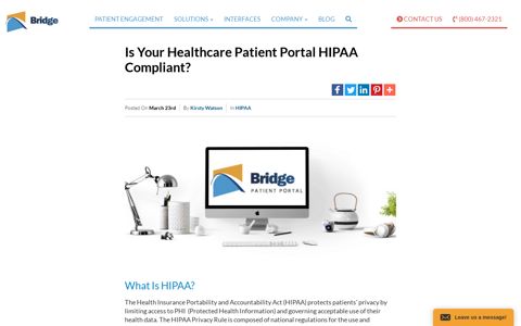 Is Your Healthcare Patient Portal HIPAA Compliant? | Bridge ...