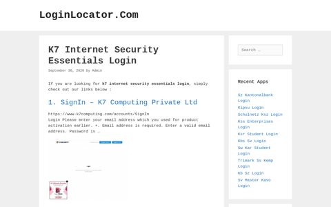 K7 Internet Security Essentials Login - LoginLocator.Com