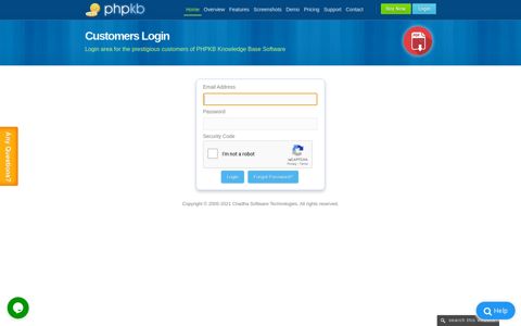 Customer Login Area | PHPKB Knowledge Base Software