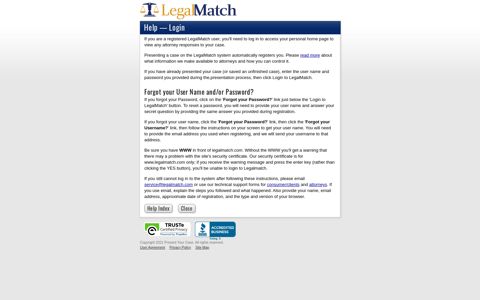 Help Login - LegalMatch