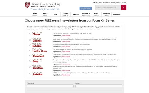 Signup for More Free Email Newsletters - Harvard Health