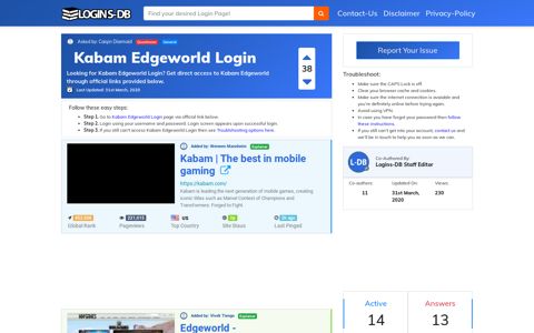 Kabam Edgeworld Login - Logins-DB