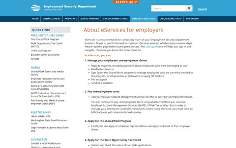 About eServices for employers - ESD - Access Washington