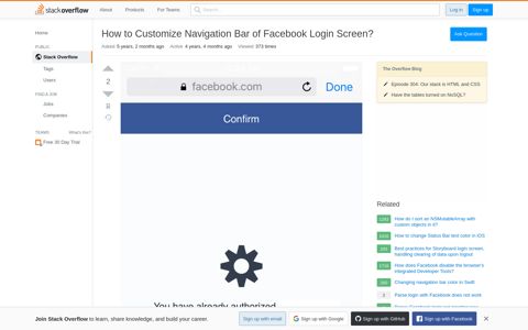 How to Customize Navigation Bar of Facebook Login Screen ...