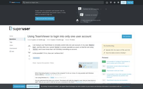 Using TeamViewer to login into only one user account - Super ...