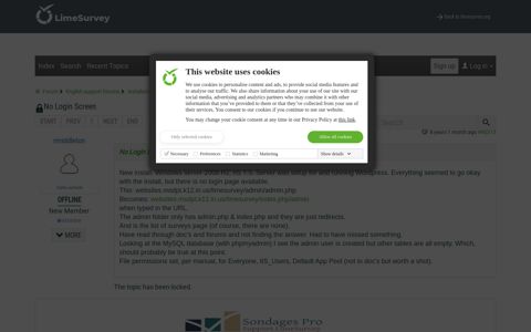 No Login Screen - LimeSurvey forums