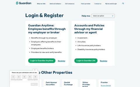 Login & Register - Guardian Insurance