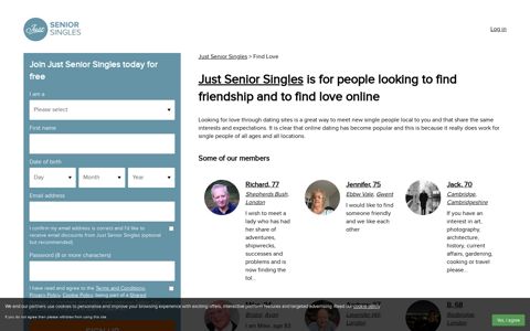 Find love page - Just Senior Singles