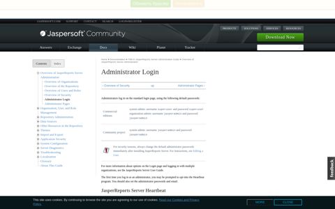 Administrator Login | Jaspersoft Community