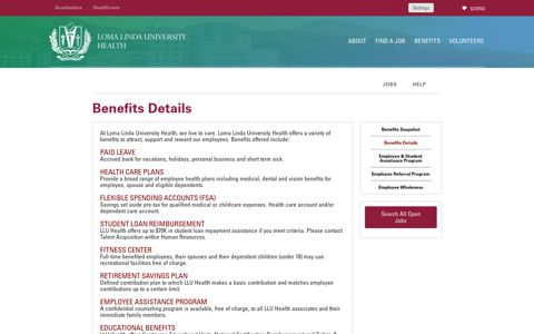 Benefits Details - Loma Linda University Careers