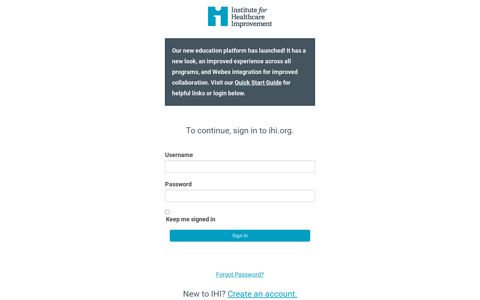 Log In or Register for the IHI Education Platform