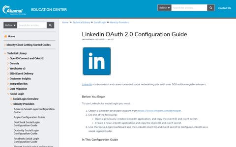 LinkedIn OAuth 2.0 Configuration Guide | Akamai Identity ...