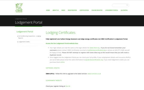 Lodgement Portal - CIBSE Certification