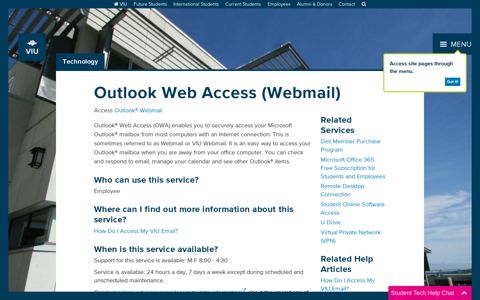 Outlook Web Access (Webmail) | VIU Technology | Vancouver ...