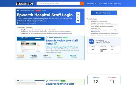 Epworth Hospital Staff Login - Logins-DB