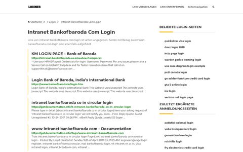 Intranet Bankofbaroda Com Login | Allgemeine Informationen zur ...