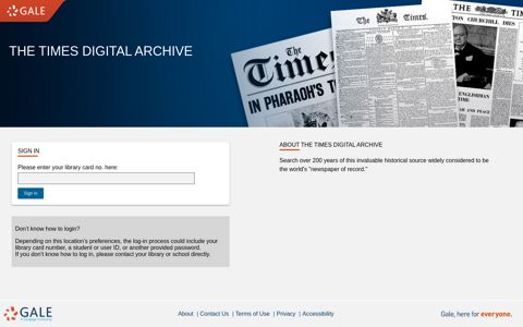 The Times Digital Archive - Gale - Product Login