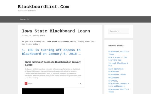 Iowa State Blackboard Learn - BlackboardList.Com