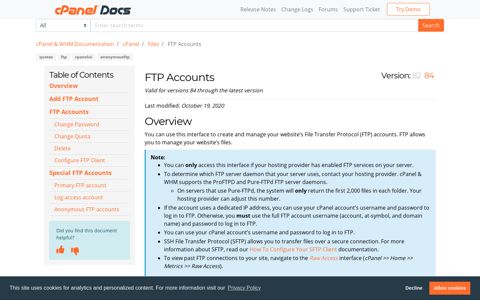 FTP Accounts | cPanel & WHM Documentation