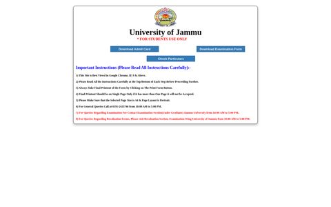 Student Login - University of Jammu