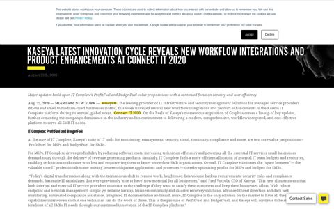 Kaseya Latest Innovation Cycle Reveals New Workflow ...