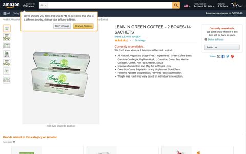 lean 'n green coffee - 2 boxes/14 sachets - Amazon.com