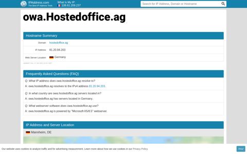▷ owa.Hostedoffice.ag : Outlook - IPAddress.com