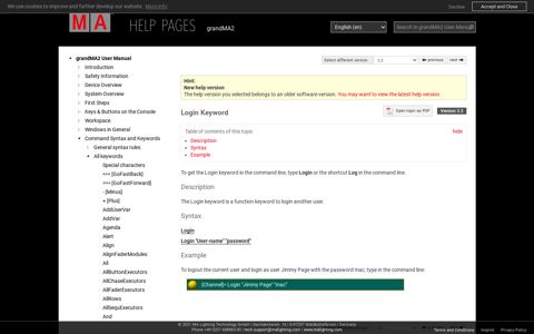 Login Keyword - grandMA2 User Manual - Help pages of MA ...