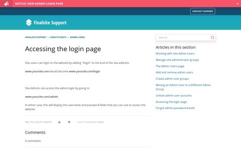 Accessing the login page – Finalsite Support