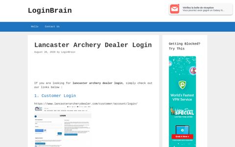 Lancaster Archery Dealer - Customer Login - LoginBrain