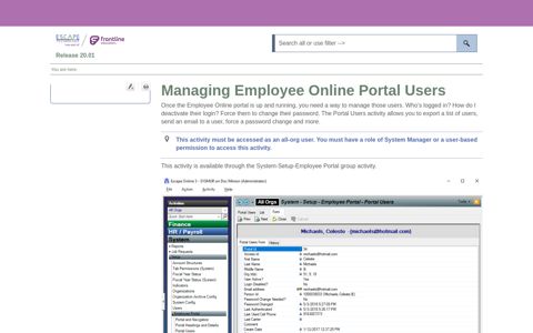 Managing Employee Online Portal Users