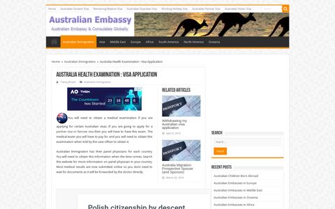 Australia Health Examination : Visa Application | Australian ...